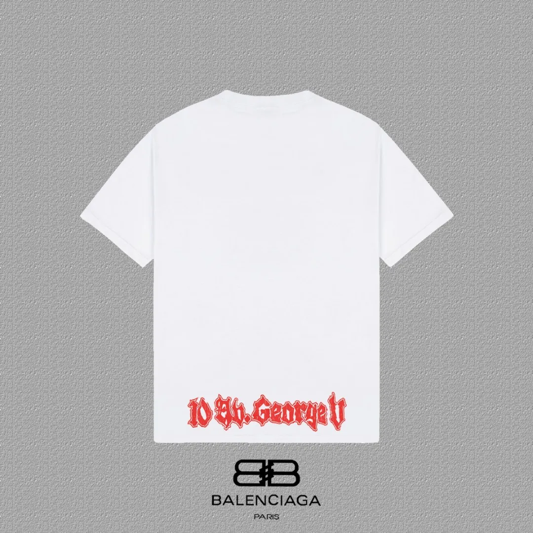 P80✨🔥 [BALENCIAGA] Paris lettering printed short-sleeved T-shirt. Custom-woven and dyed 26-count double yarn 300 grams of heavy fabric. Zero color difference in thread. Perfect details. Differentiate from the current version. Welcome to compare. Same Style for men and women. Must-sell model in the picture above. Color: White Black Size: 1 2 3 4